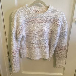 Hippie Rose, Medium Sweater, white, grey, and pink